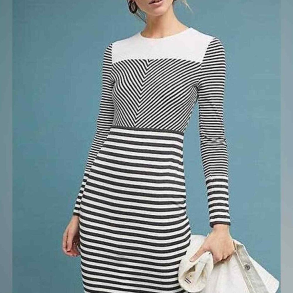 Anthropologie Bailey 44 Edith Striped Long Sleeve Dress Size M